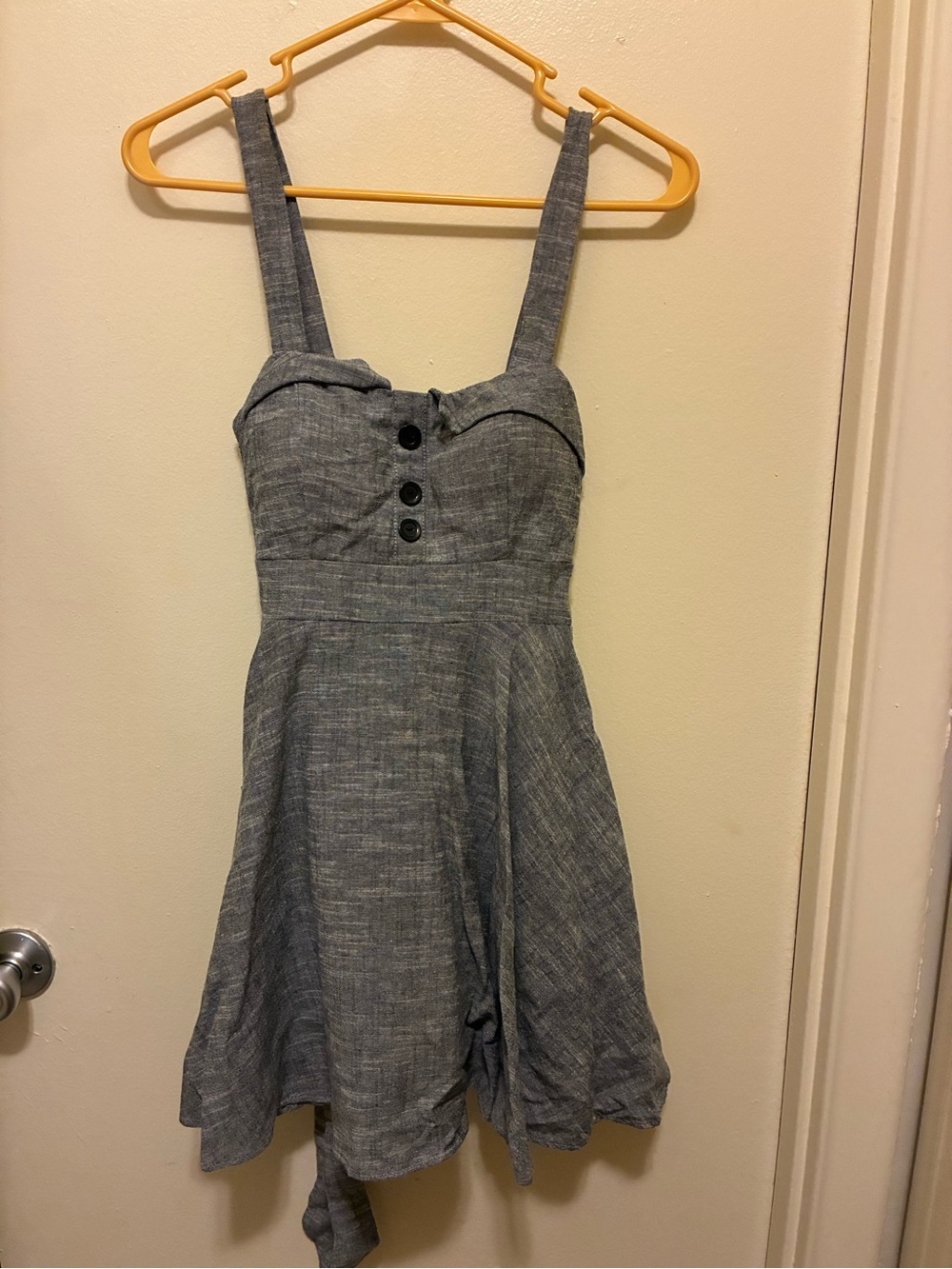 Sleeveless Button-Front Blue Sundress